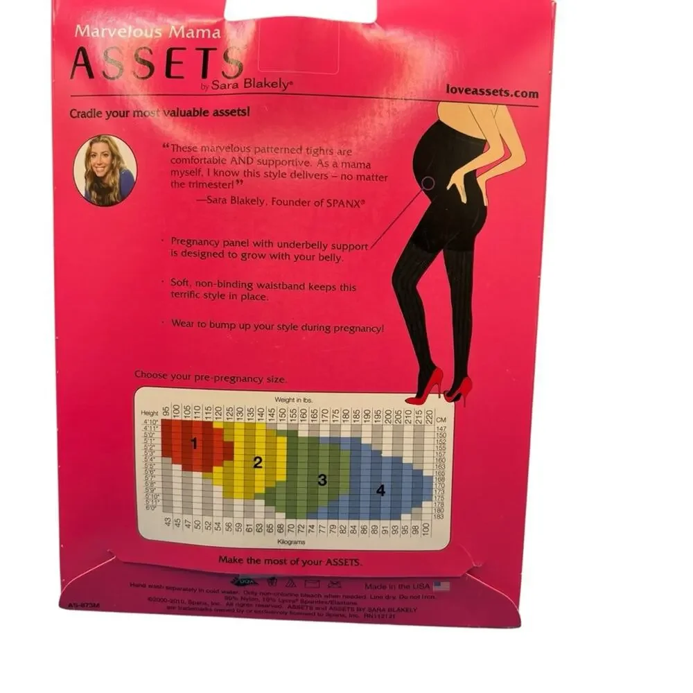 NWT Marvelous‎ Mama Maternity Black Tights by Assets Size 3 (150-180 lbs)